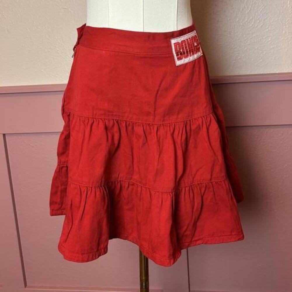 vtg 80s ruffle retro made in usa skirt  bongo red sz 7